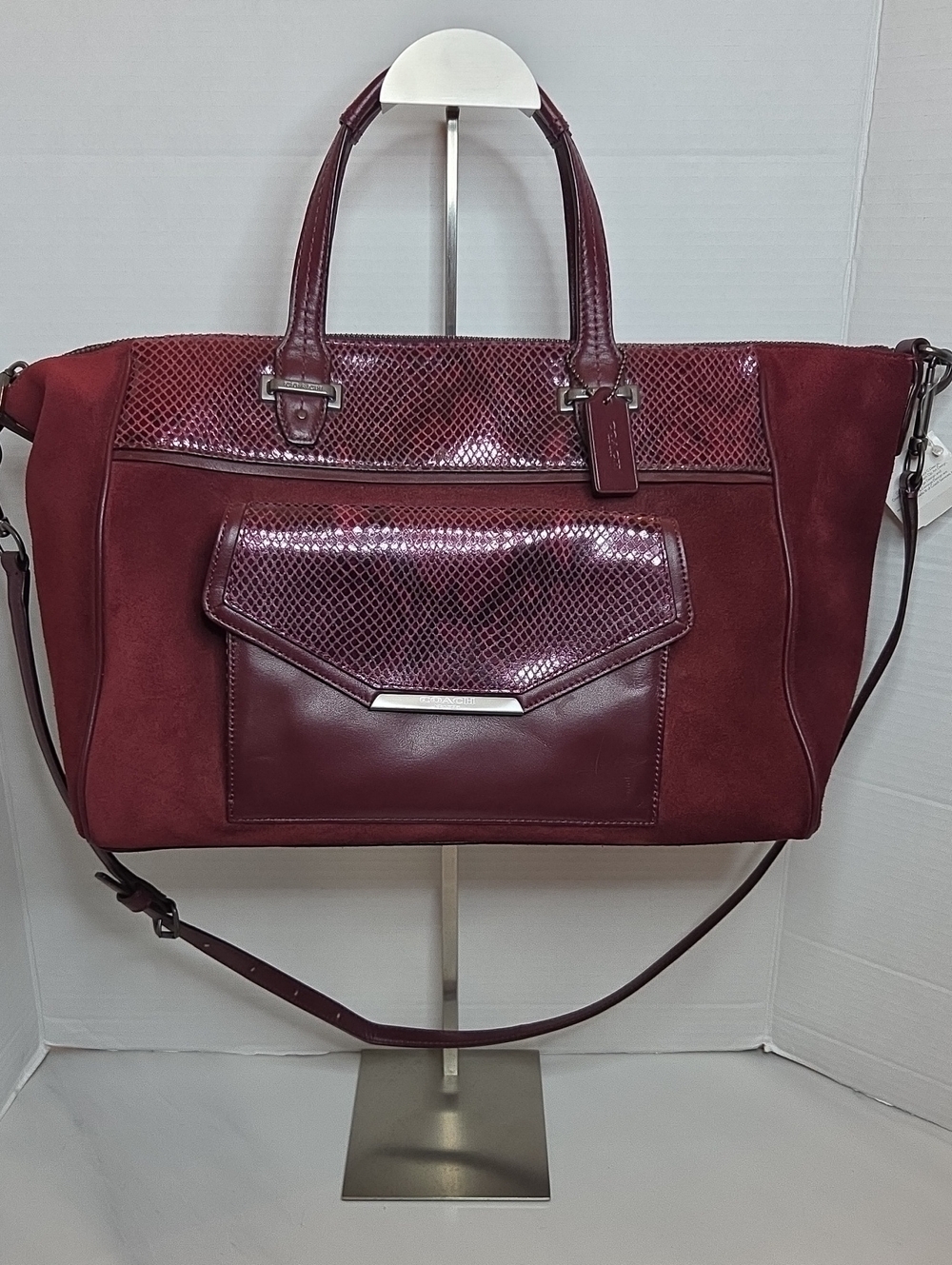 Coach Taylor Alexis Burgundy Suede Carryall Bag - Style #F32821